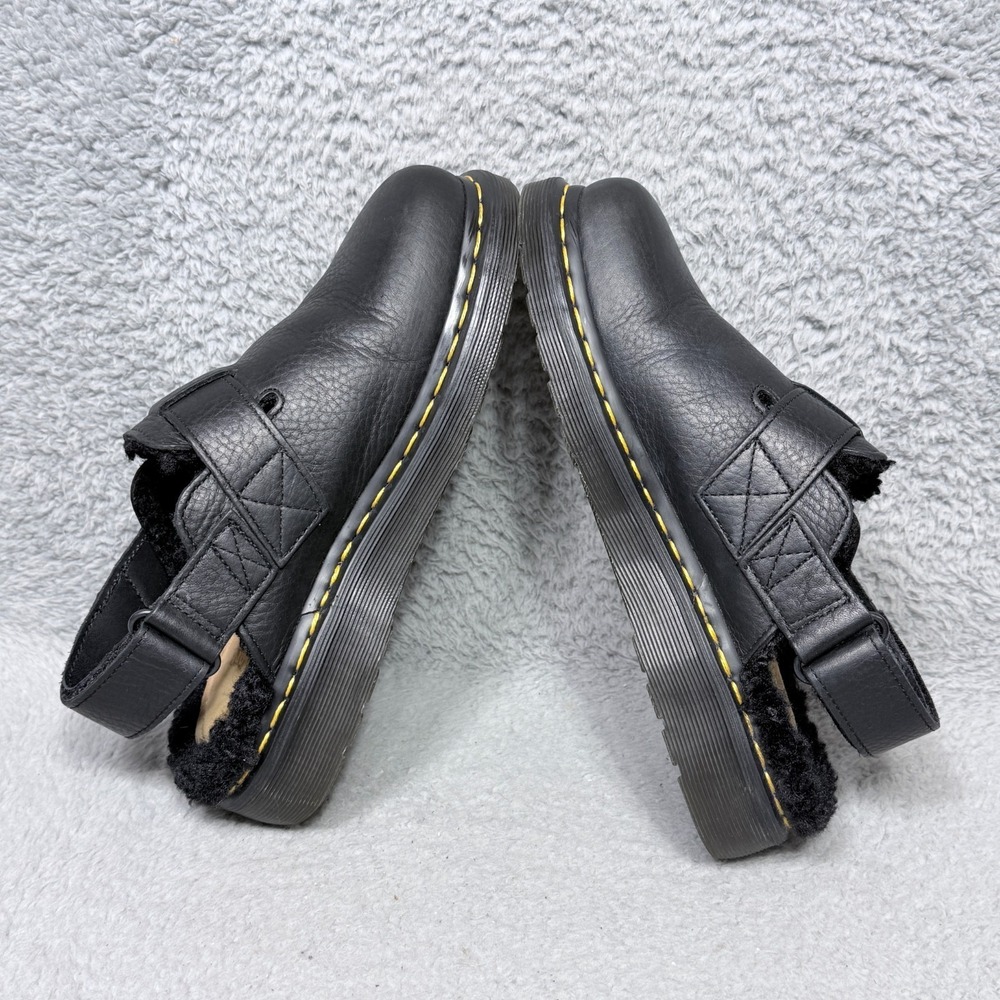 Dr Martens Jorge II Faux Fur Lined Womens Size 7 Slingback Mules Shoes Black - Picture 6 of 9